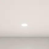 Inspiration für ein großes Badezimmer mit grauem Waschtischunterschrank mit integriertem Griff, stilvollem, seitlich montiertem Waschbecken, quadratischem Spiegel mit abgerundeten Ecken, Wänden in Betonoptik und rohen Materialien für einen urbanen Look